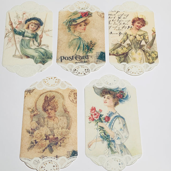 VICTORIAN PORTRAITS & POSTCARDS Paper Lace Ephemera Pack ~ 45 Sheets ~ Size 2.5 x 4.25 Inches