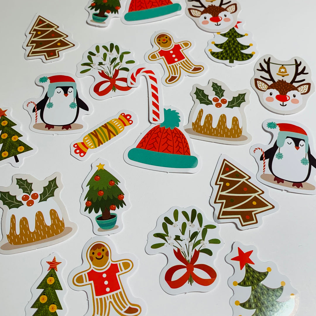 TRADITIONAL CHRISTMAS ICONS Peelable Stickers  ~ 46 Pieces ~ Approximately 38mm