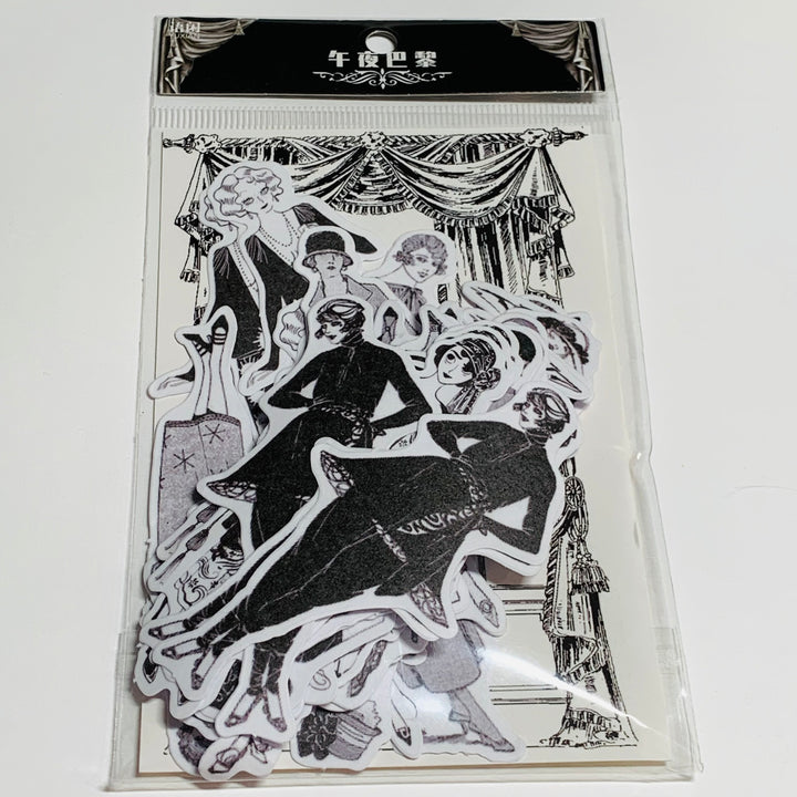 FASHION PLATE GIRLS In Black & White Peelable Stickers  ~ 45 Pieces ~ Each Sticker is 55mm x 85mm