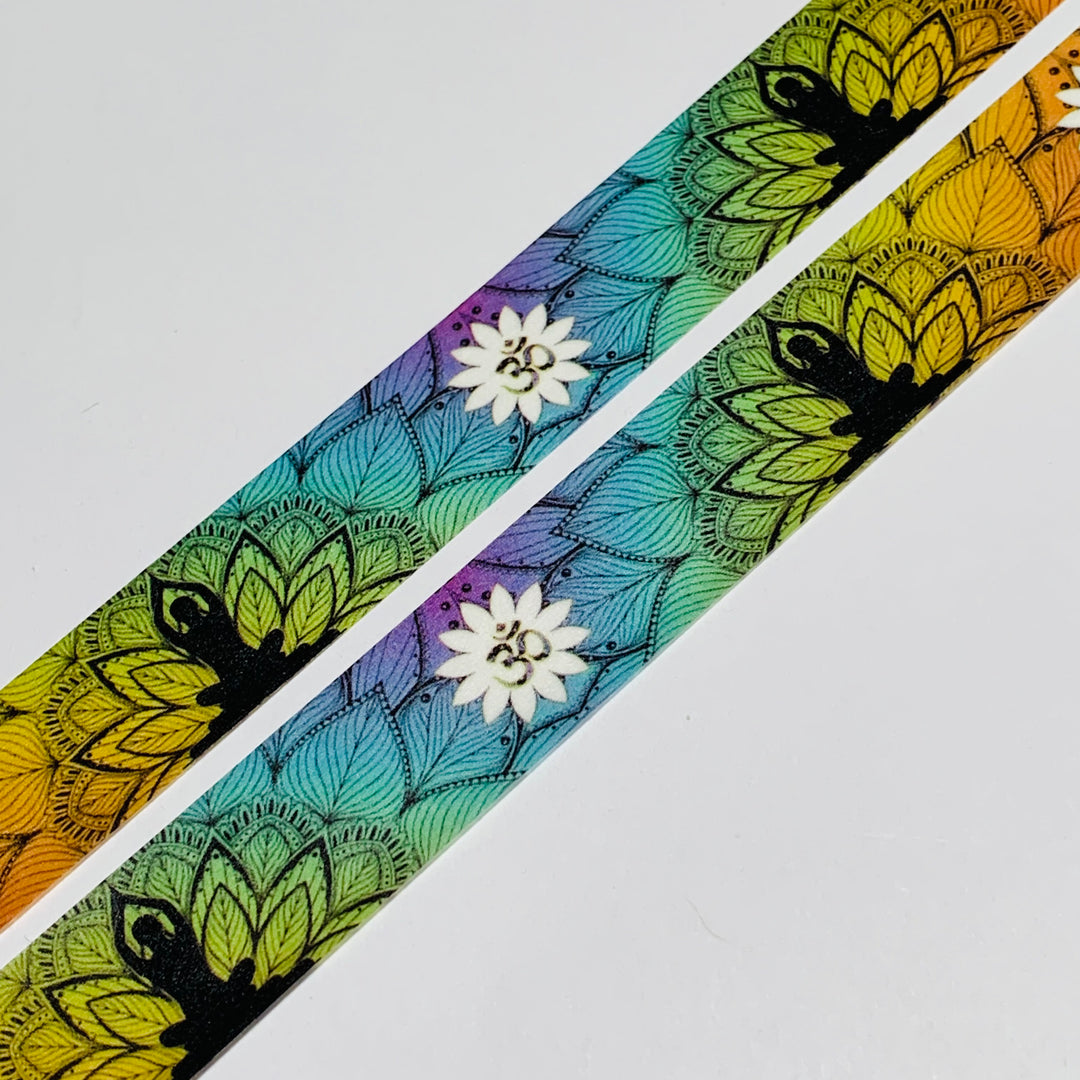 CALMING LOTUS POSITION INDIAN Rainbow Washi Tape ~ 1 Roll ~ 15mm x 5m (16 Feet)