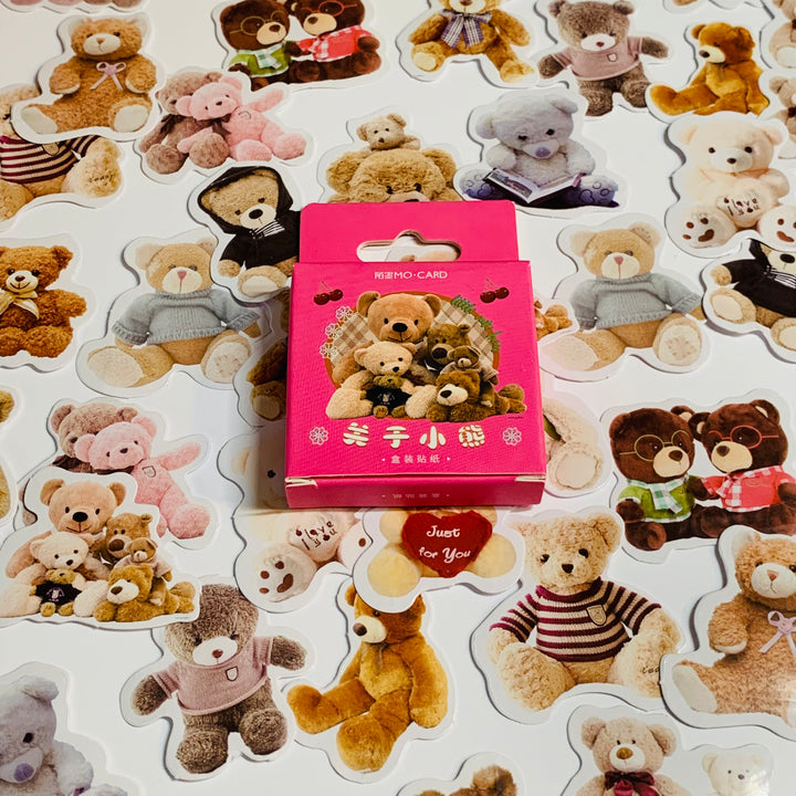 STUFFED TEDDY BEARS Peelable Stickers  ~ 46 Pieces ~ Each Sticker is Approximately 38mm