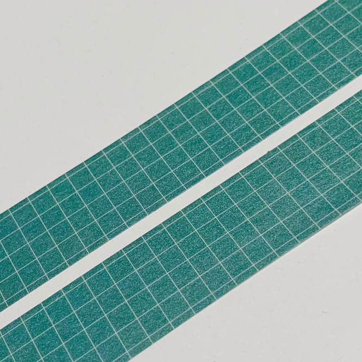 SAGE BLUE GREEN Grid Washi Tape ~ 1 Roll ~ 15mm x 10m (33 Feet)