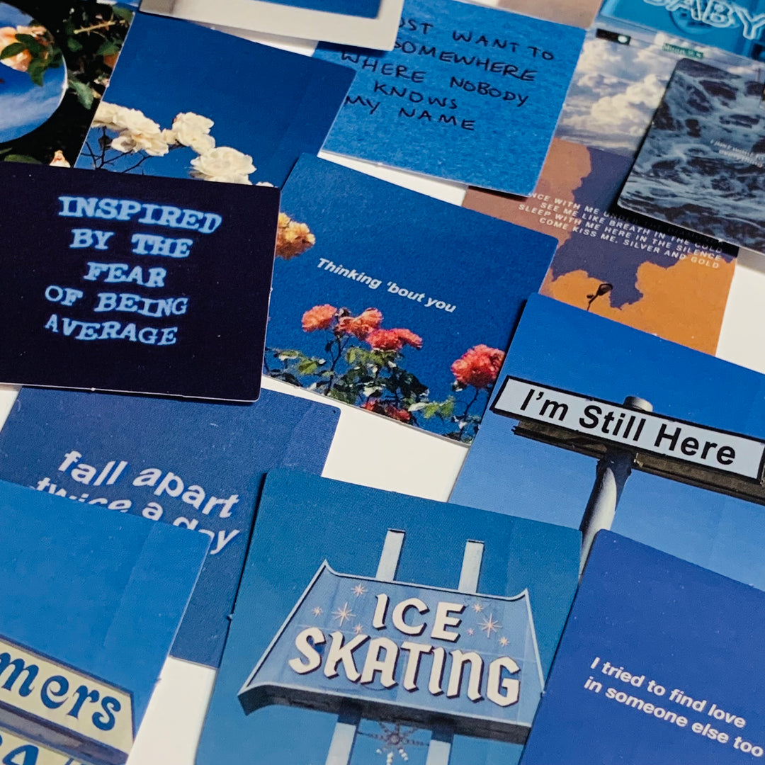 FEELING BLUE MOTIVATIONAL Quotes Peelable Stickers  ~ 46 Pieces ~ Each Sticker is Approximately 38mm