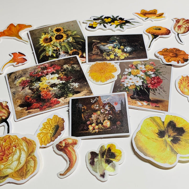 YELLOW SUNFLOWERS IMPERIAL Garden Floral Sticker Flakes Stickers ~ 40 Stickers ~ 1 to 3 Inches Each