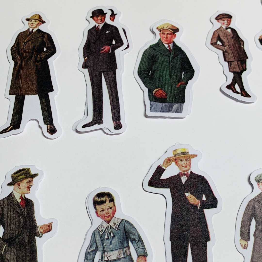 MAN ABOUT TOWN VINTAGE Clothing Men Peelable Stickers  ~ 40 Pieces ~ Each Sticker is 60mm x 80mm