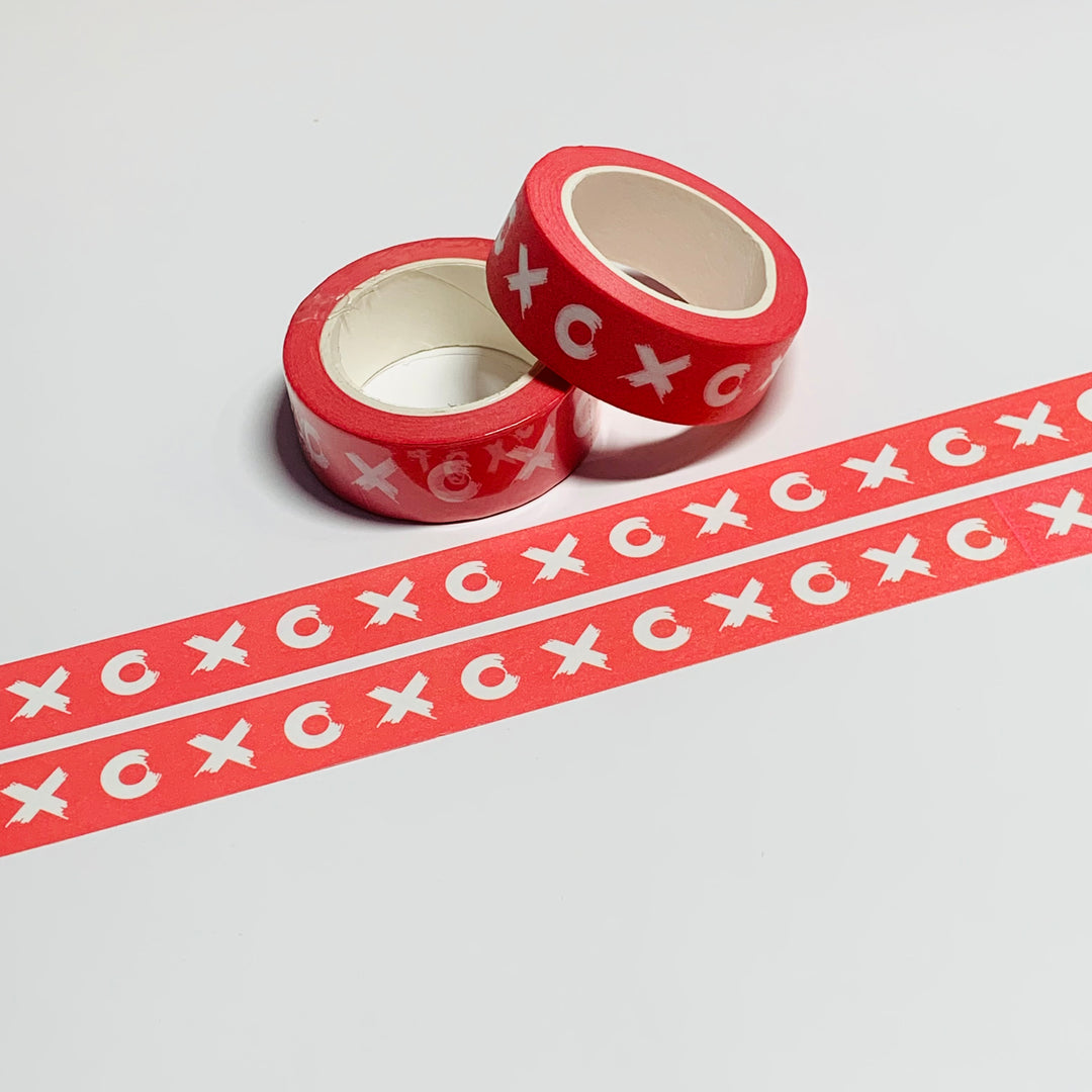 DISTRESSED X'S & O'S VALENTINE Washi Tape ~ 1 Roll ~ 15mm x 10m (33 Feet)