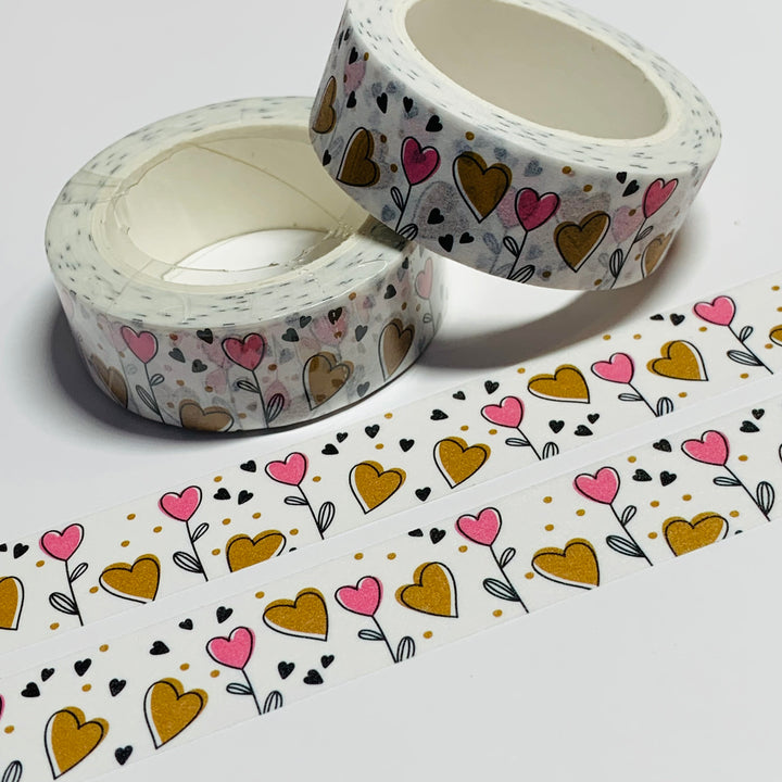 FLOWER HEART GARDEN VALENTINE Washi Tape ~ 1 Roll ~ 15mm x 10m (33 Feet)