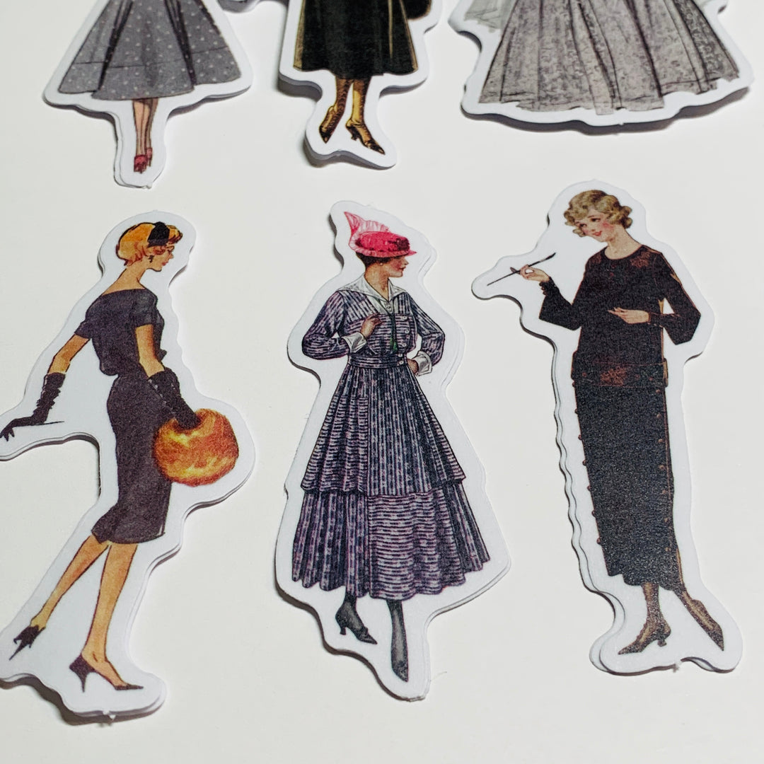 LITTLE BLACK VINTAGE DRESS Girls Peelable Stickers  ~ 40 Pieces ~ Each Sticker is 60mm x 80mm
