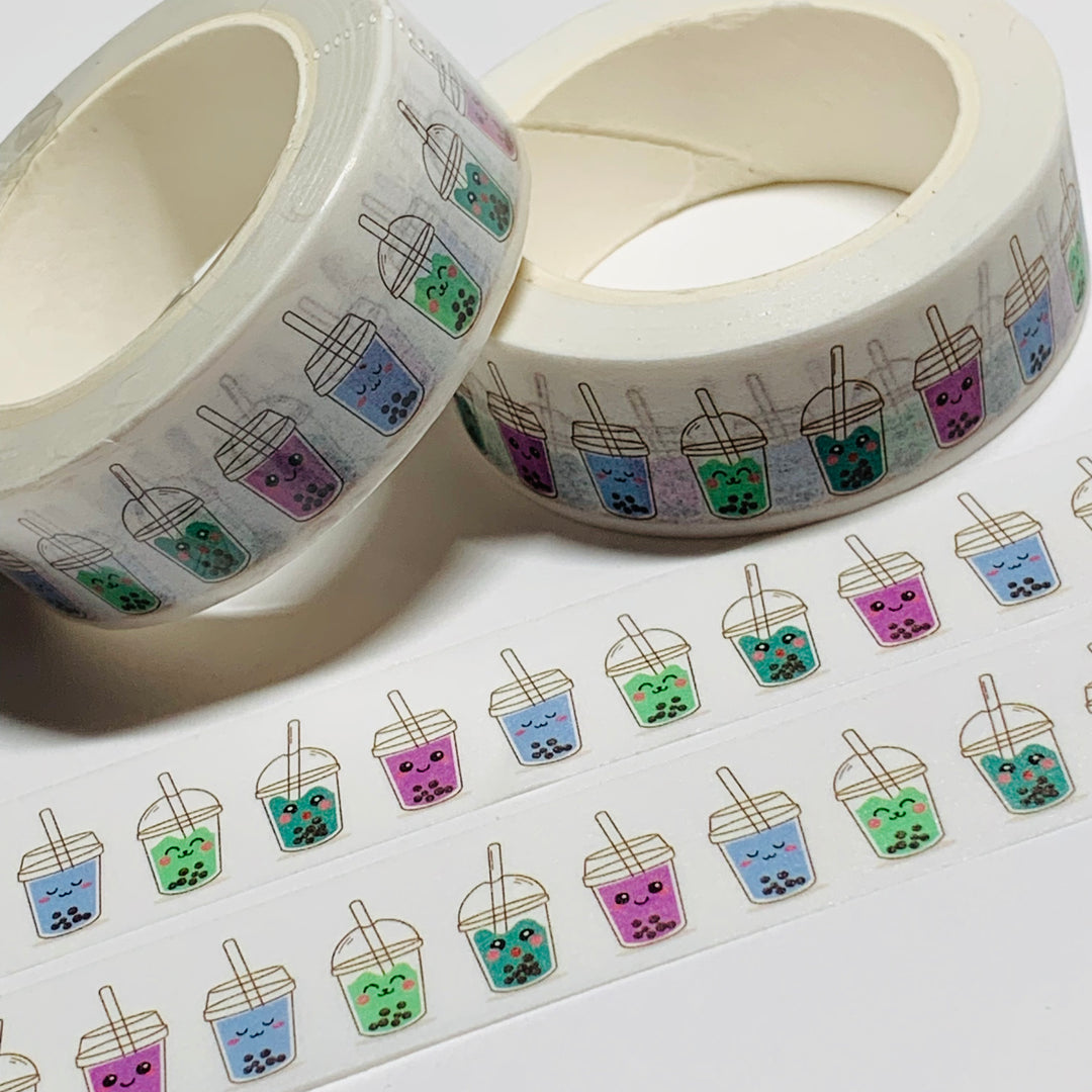 CUTE KAWAII BUBBLE TEA Washi Tape ~ 1 Roll ~ 15mm x 10m (33 Feet)