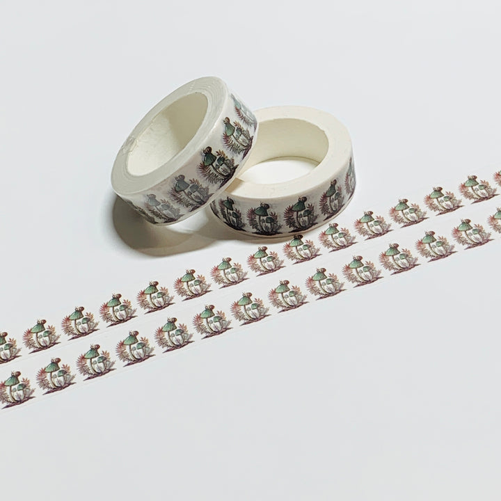 HUGGING MUSHROOMS And SNAILS Washi Tape ~ 1 Roll ~ 15mm x 10m (33 Feet)