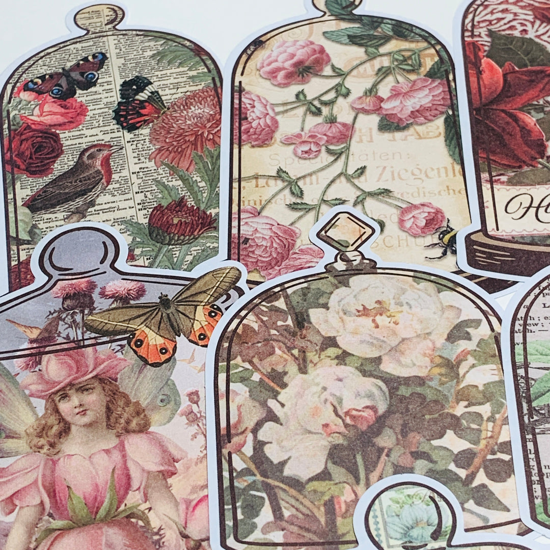 GORGEOUS FLOWERS & APOTHECARY JARS Ephemera Pack ~ 15 Sheets ~ Size 2.5 x 4.25 Inches