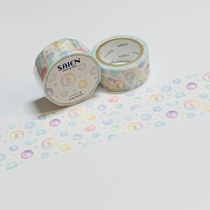 RAINBOW FLOATING SOAP BUBBLES Saien Masking Washi Tape ~ 1 Roll ~ 20mm x 7m (23 Feet)