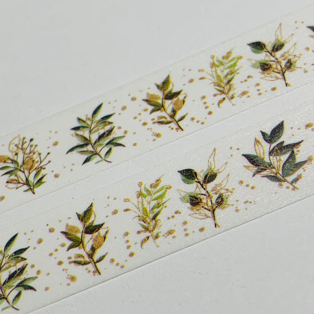 WILD LEAFY GREEN SPRIGS Washi Tape ~ 1 Roll ~ 15mm x 10m (33 Feet)