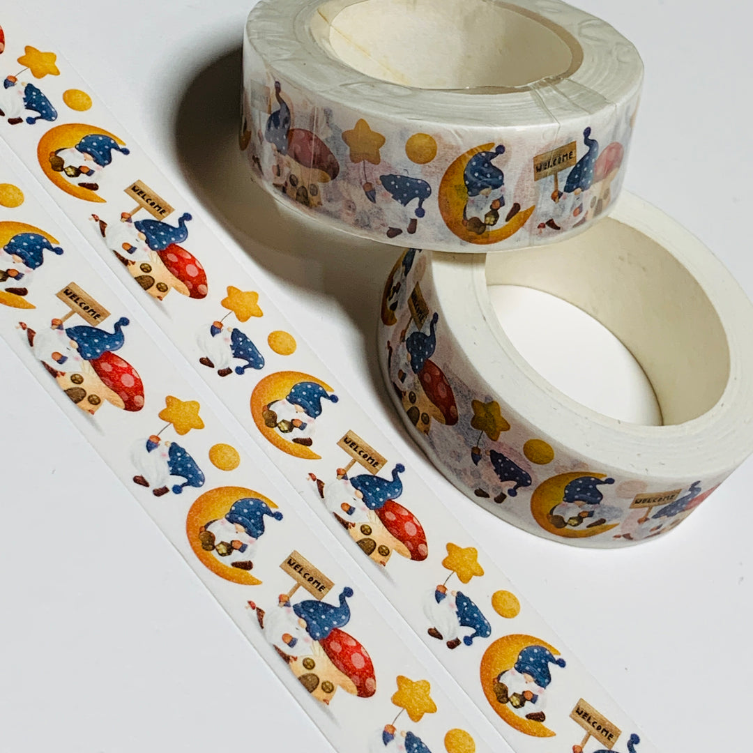 OVER The MOON GOODNIGHT GNOMES Washi Tape ~ 1 Roll ~ 15mm x 10m (33 Feet)