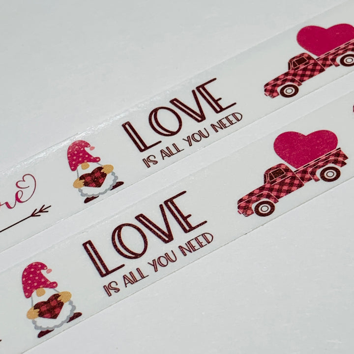 VALENTINE WISHES & KISSES GNOMES Washi Tape ~ 1 Roll ~ 15mm x 10m (33 Feet)