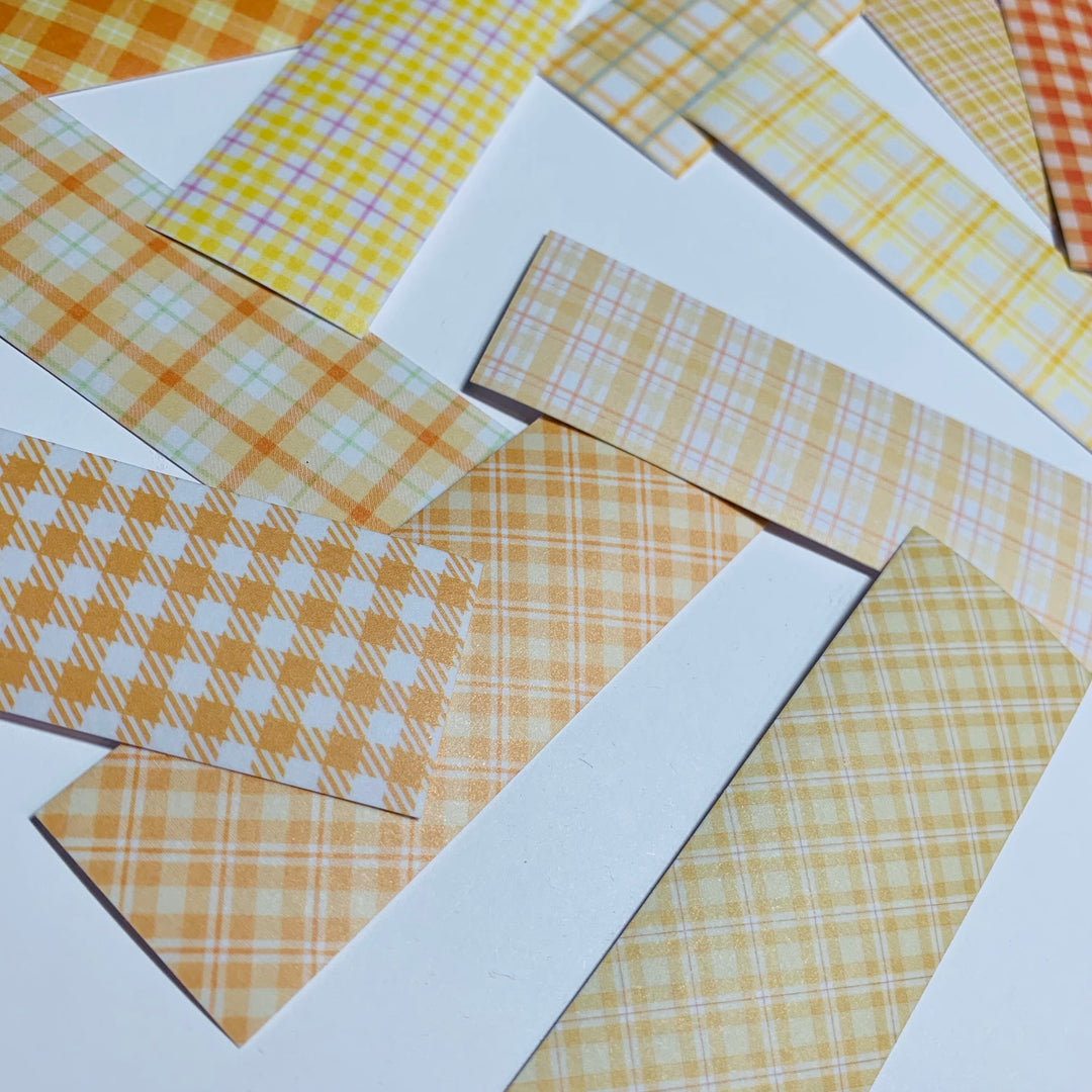 YELLOW SHADES Of PLAID Washi Tape Sticker Sheets ~ 50 Sticker Strips ~ 1 x 3 Inches