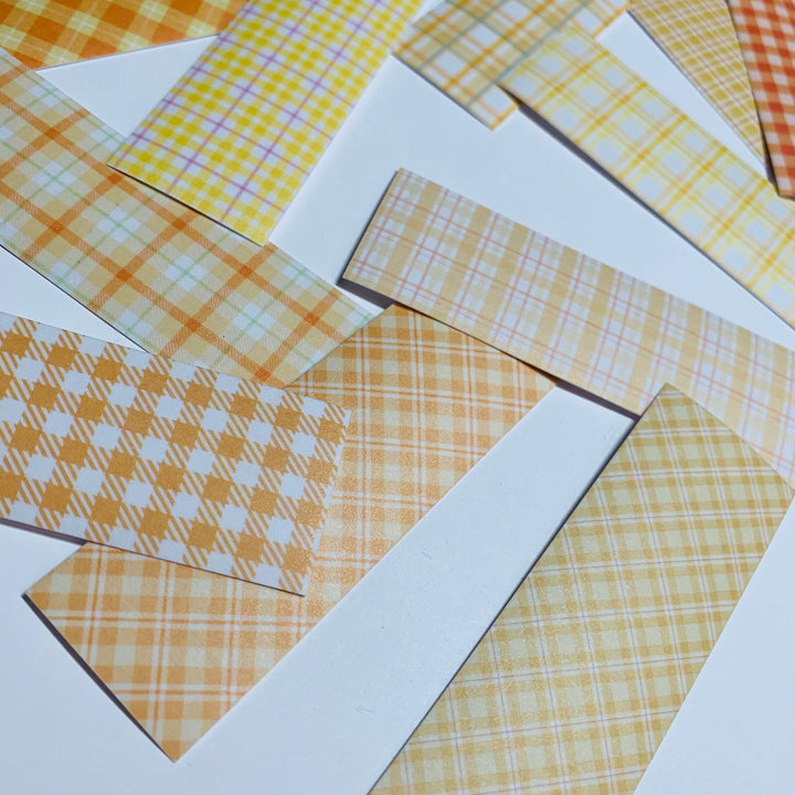 YELLOW SHADES Of PLAID Washi Tape Sticker Sheets ~ 50 Sticker Strips ~ 1 x 3 Inches