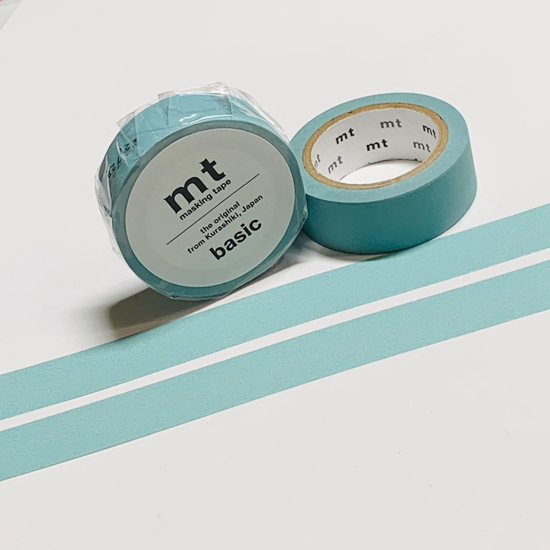 SMOKY MINT GREEN BLUE MATTE Solid MT Washi Tape - 1 Roll - 15mm x 7m (23 Feet)