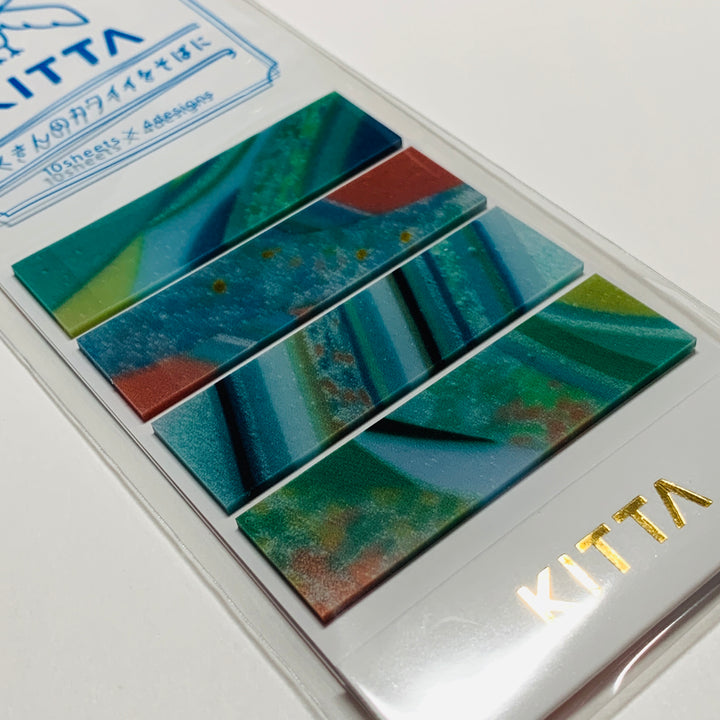 KITTA MARBLE GLASS Transparent Washi Strips by Hitotoki In Matchbook ~ 40 Strips (4 Designs/10 Strips Each) ~ 1/2 x 2 Inches