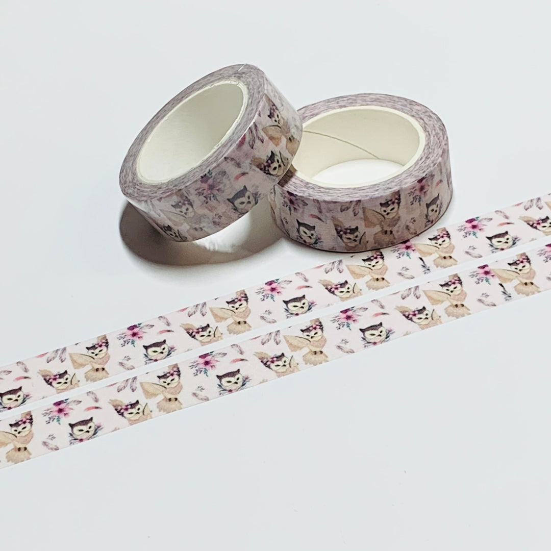 BOHO CHIC OWLS Winter Glam Washi Tape ~ 1 Roll ~ 15mm x 10m (33 Feet)