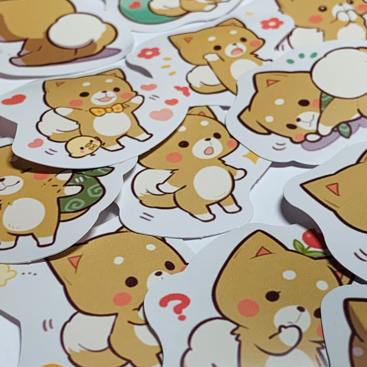 SHIBA INU LOVES YOU Puppy Dog Peelable Stickers ~ 45 Pieces ~ 40mm Each