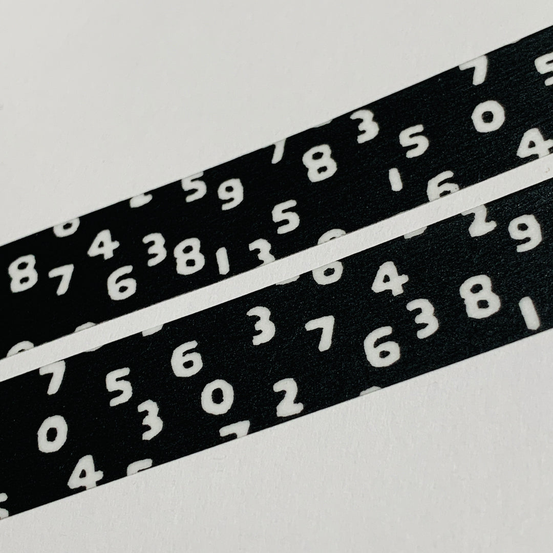 KON-NUREBAIRO BLACK & WHITE DIGITS by Sou Sou MT Washi Tape -1 roll - 15mm x 7m (23 Feet)