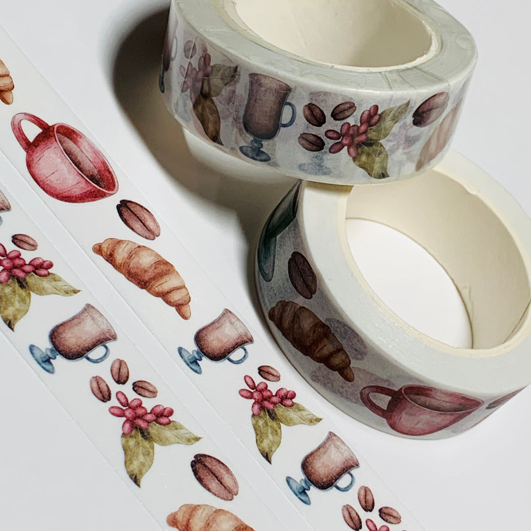 ESPRESSO MACARONS & CROISSANTS Washi Tape ~ 1 Roll ~ 15mm x 10m (33 Feet)