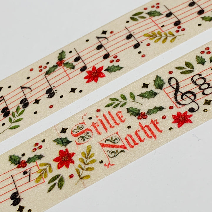 STILLE NACHT CHRISTMAS MUSIC CHARTS Gold Foil MT Washi Tape ~ 1 Roll ~ 24mm x 7m (23 Feet)