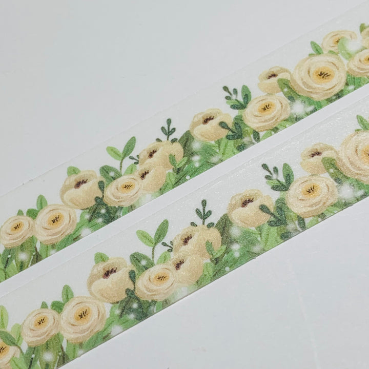 SOFT PASTEL YELLOW ROSES Washi Tape ~ 1 Roll ~ 15mm x 10m (33 Feet)