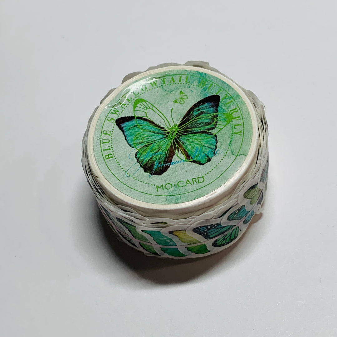 GREEN SWALLOWTAIL BUTTERFLY Labels/Stickers in Washi Tape Roll Form ~ 100 Stickers ~ 23mm Each