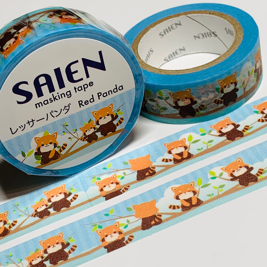 RED PANDA DANCING In TREES Saien Masking Washi Tape ~ 1 Roll ~ 15mm x 10m (33 Feet)