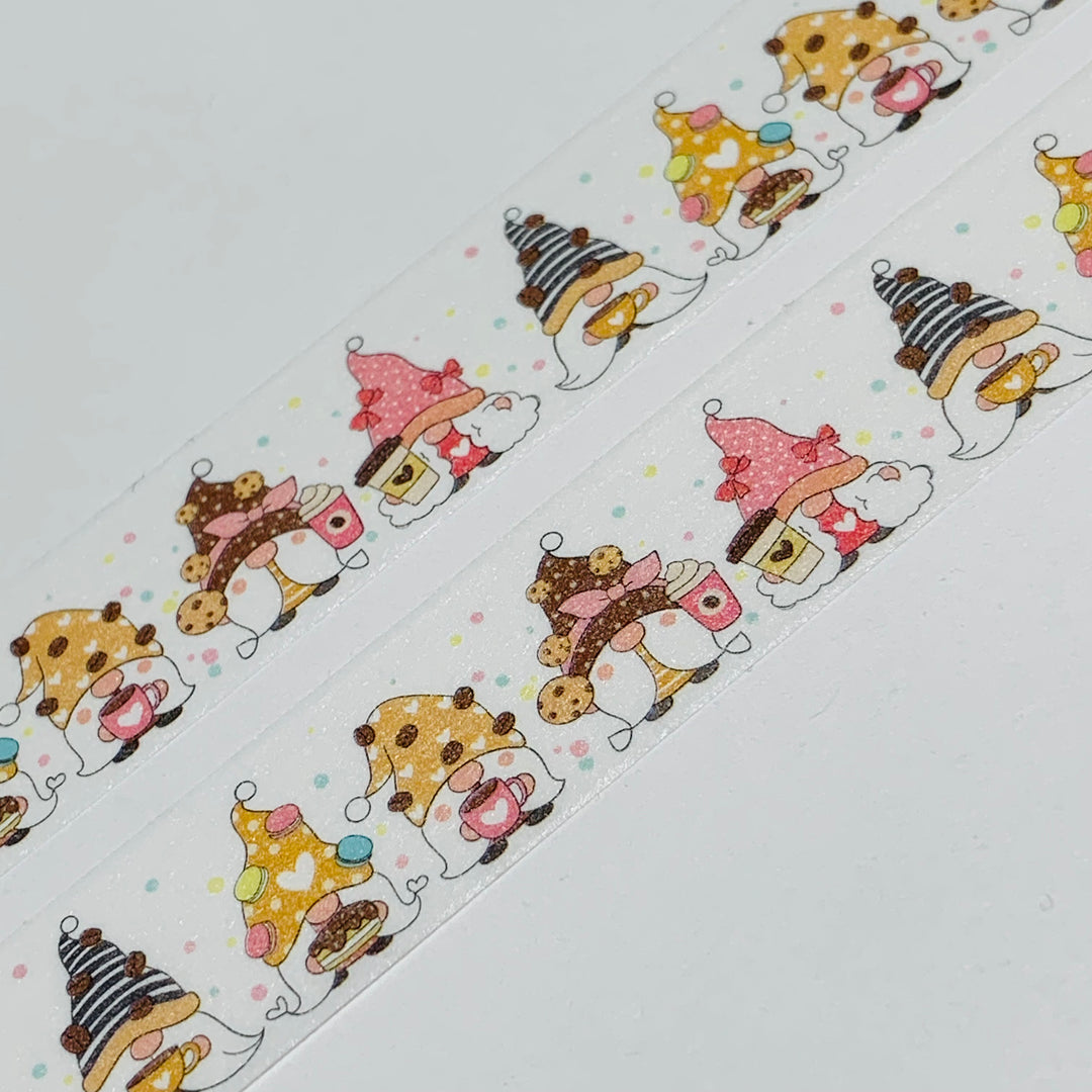 GNOMES MUNCHING On COOKIES & Coffee Washi Tape ~ 1 Roll ~ 15mm x 10m (33 Feet)