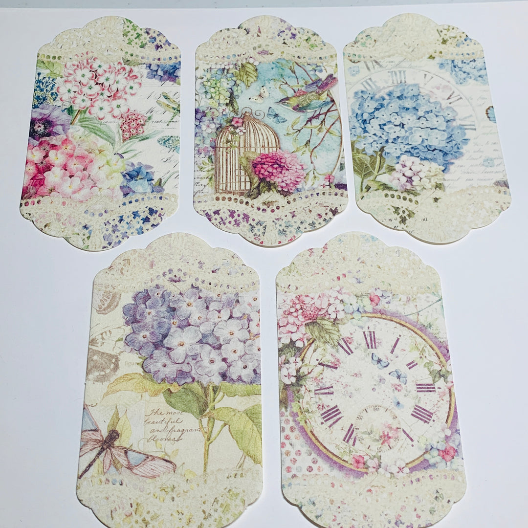 HYDRANGEAS HYACINTHS & LILACS Paper Lace Ephemera Pack ~ 45 Sheets ~ Size 2.5 x 4.25 Inches