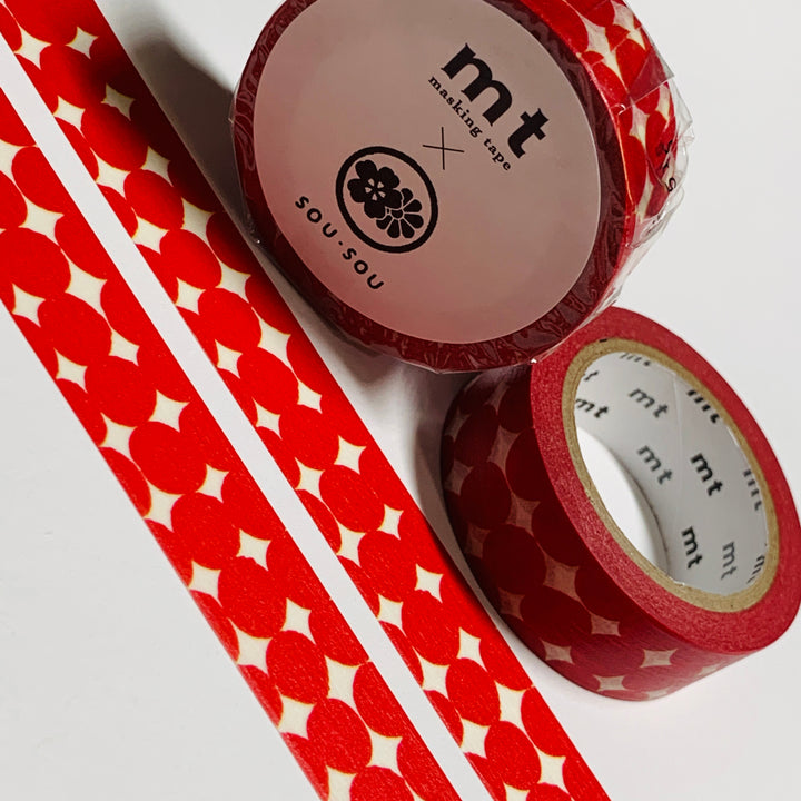 OHAJIKI RED COIN SHAPES Sou Sou Mt Washi Tape ~ 1 Roll ~ 15mm x 7m (23 Feet)