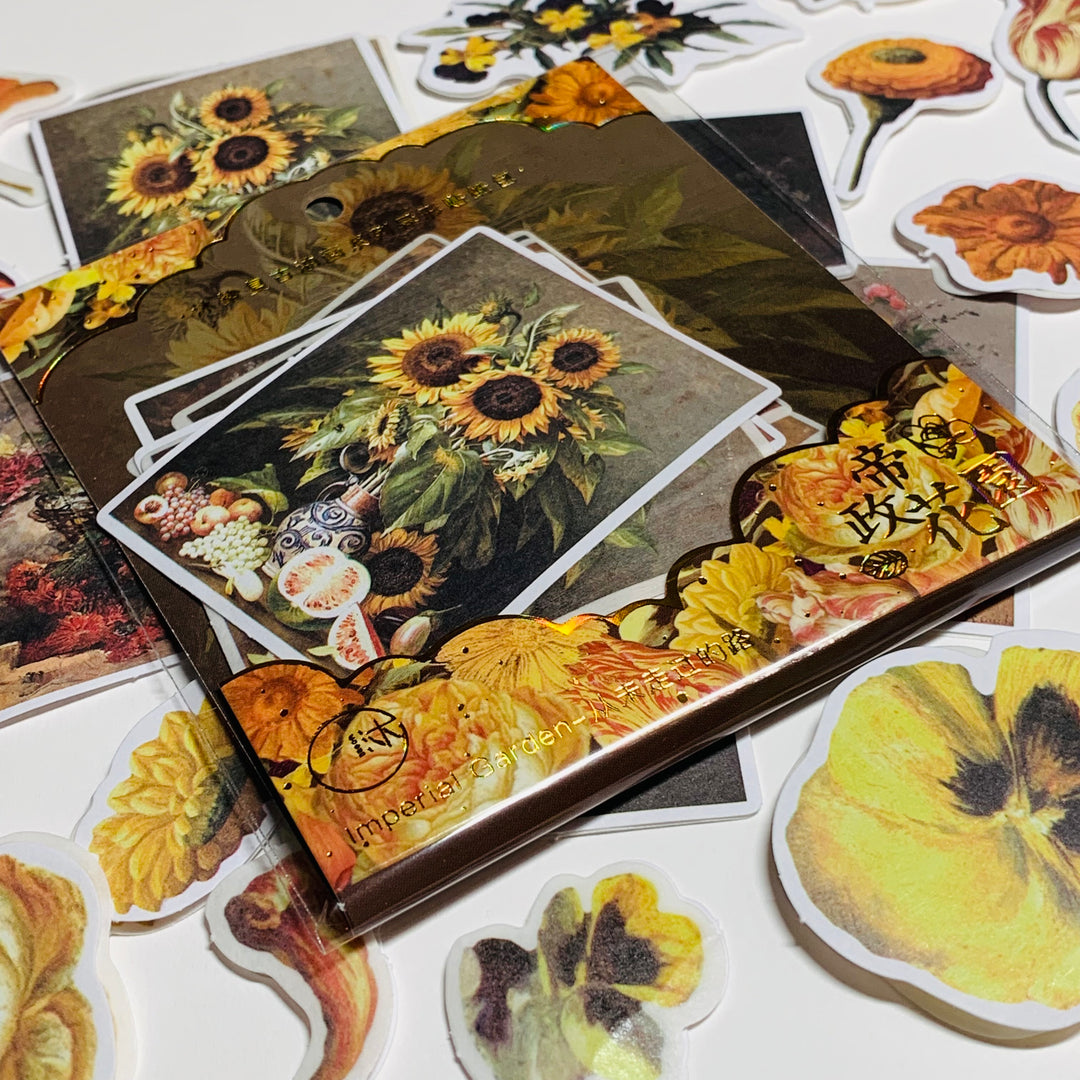 YELLOW SUNFLOWERS IMPERIAL Garden Floral Sticker Flakes Stickers ~ 40 Stickers ~ 1 to 3 Inches Each