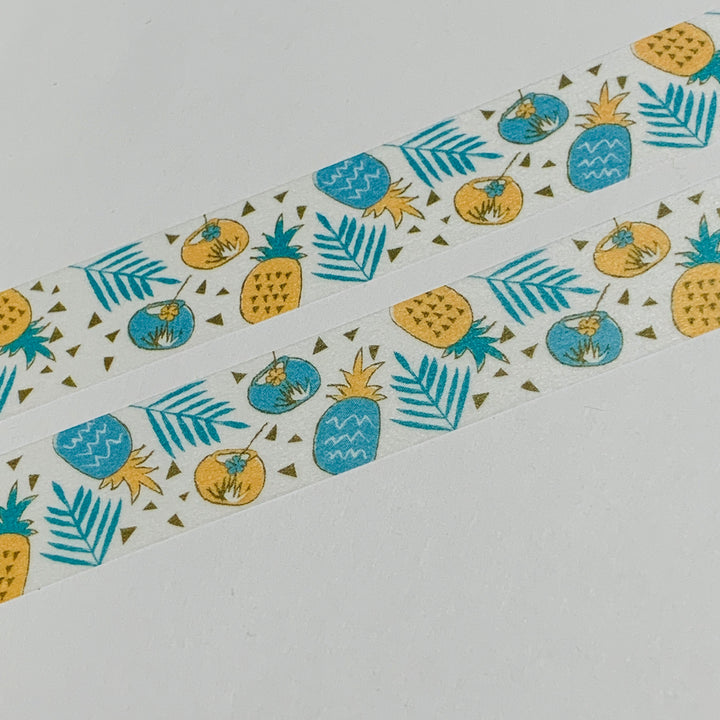 PINEAPPLE TROPICAL COCKTAILS Saien Masking Washi Tape ~ 1 Roll ~ 15mm x 10m (33 Feet)