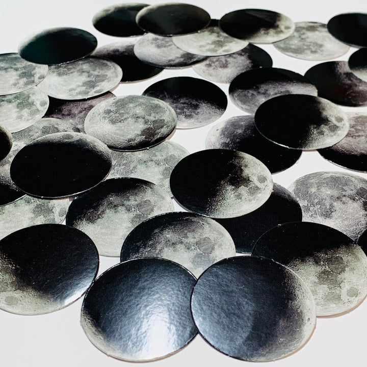 TOTAL LUNAR ECLIPSE And Partial In Black and White Peelable Stickers  ~ 45 Pieces ~ Each Sticker is 38mm