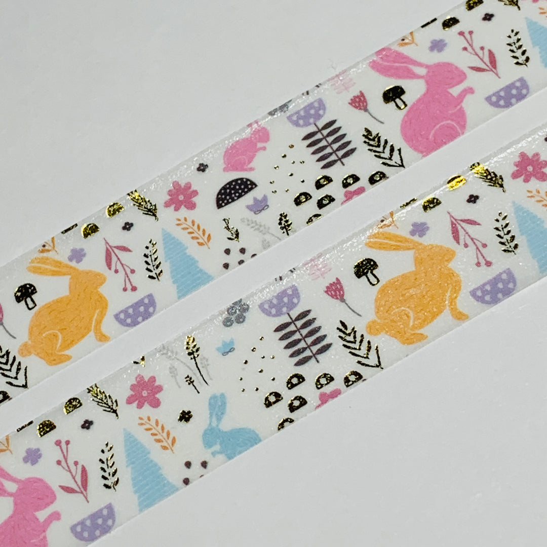 EASTER BUNNY PASTEL Gold Foil Washi Tape ~ 1 Roll ~ 15mm x 10m (33 Feet)