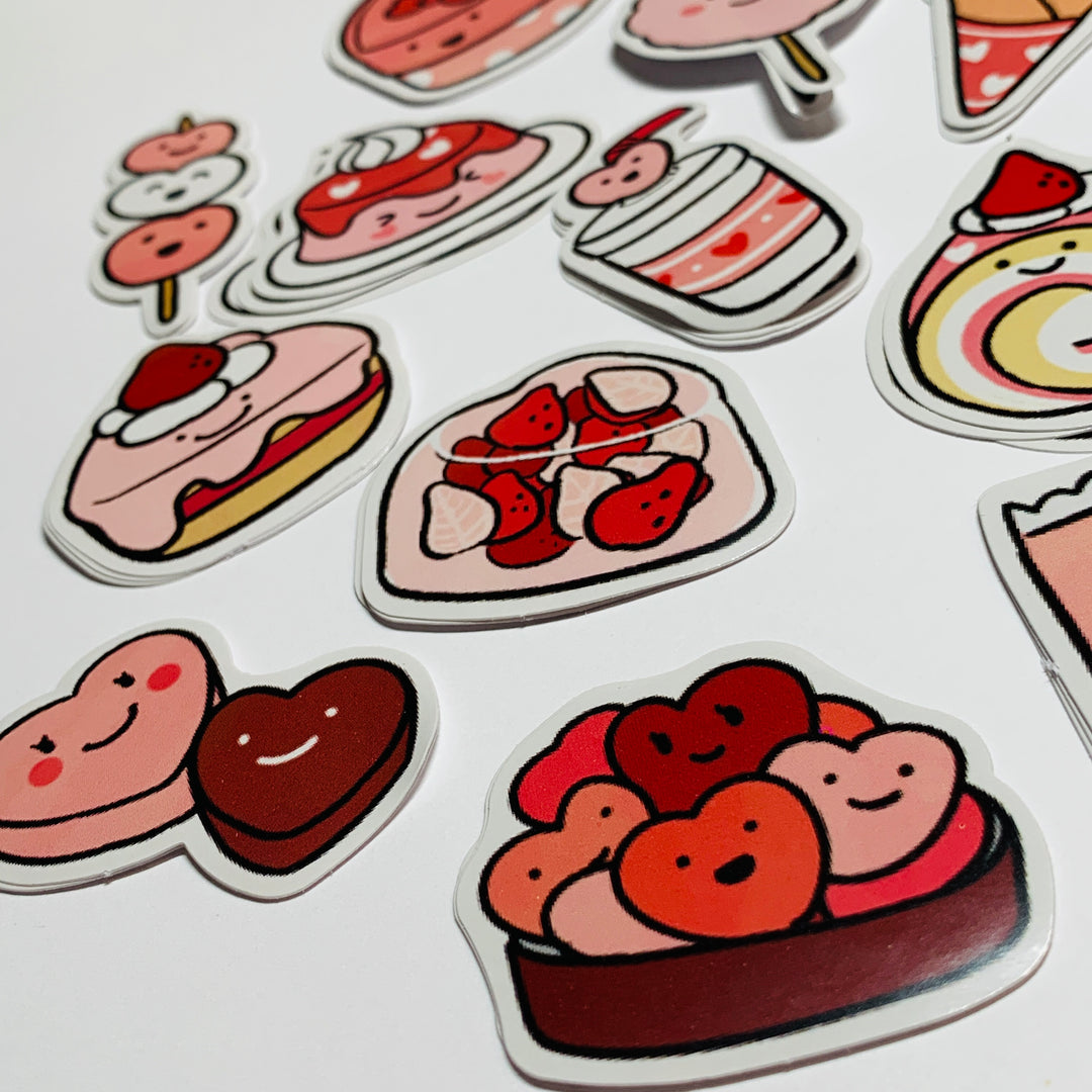 STRAWBERRY JELLY ROLL & OTHER DESSERTS Peelable Stickers  ~ 45 Pieces ~ Approximately 38mm