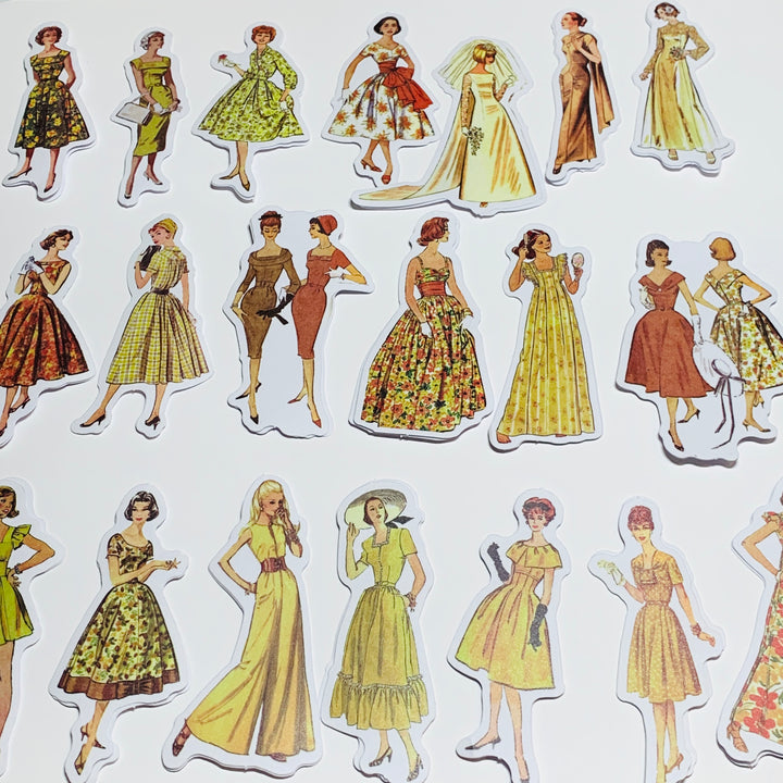 GOLDEN DAYS VINTAGE DRESS Girls Peelable Stickers  ~ 40 Pieces ~ Each Sticker is 60mm x 80mm