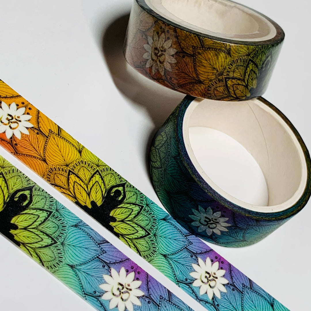 CALMING LOTUS POSITION INDIAN Rainbow Washi Tape ~ 1 Roll ~ 15mm x 5m (16 Feet)