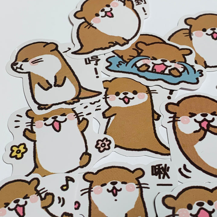 FUN-LOVING CLEVER OTTERS Peelable Stickers  ~ 46 Pieces ~ 40mm Each