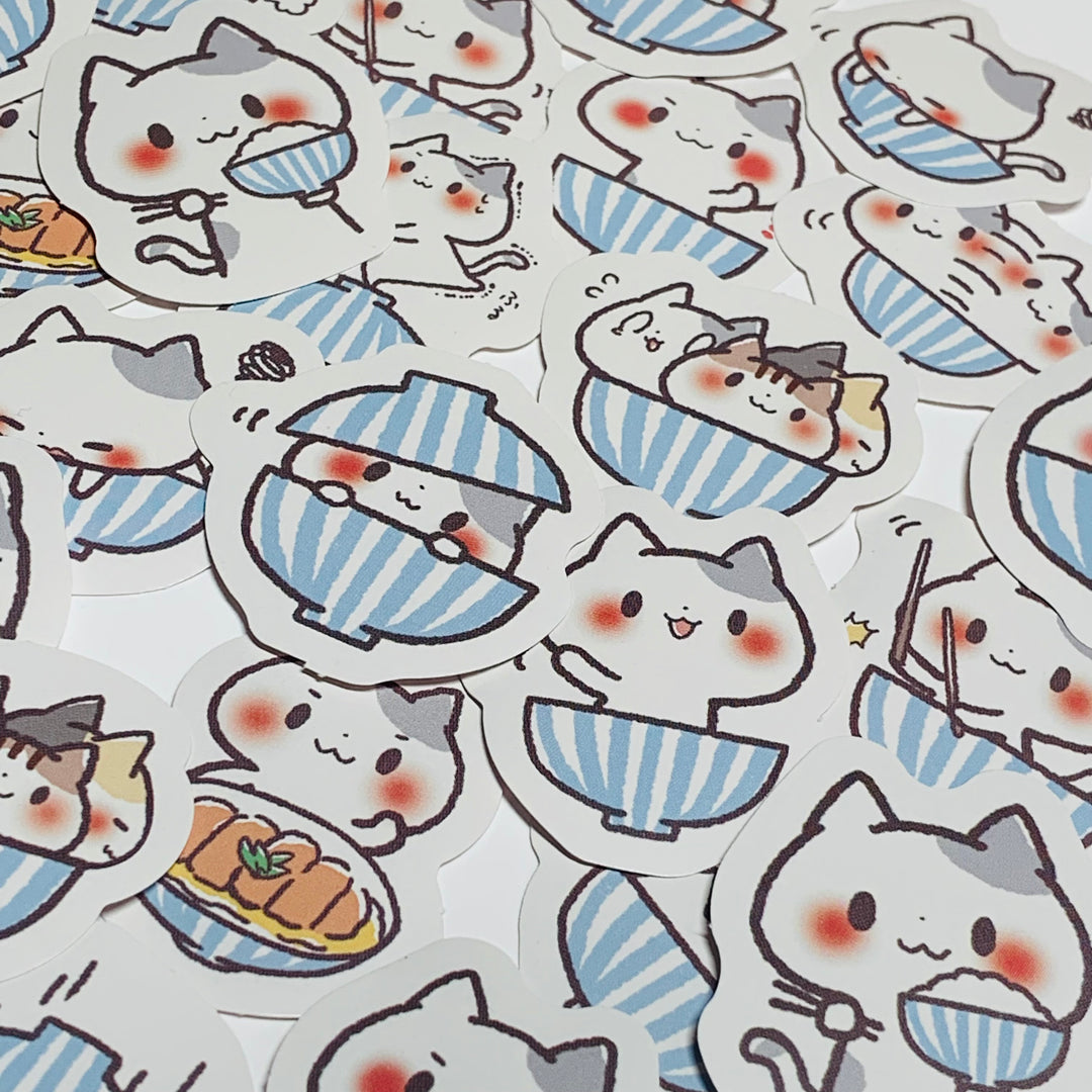 DIM SUM DUMPLING CATS Peelable Stickers ~ 45 Pieces ~ 40mm Each