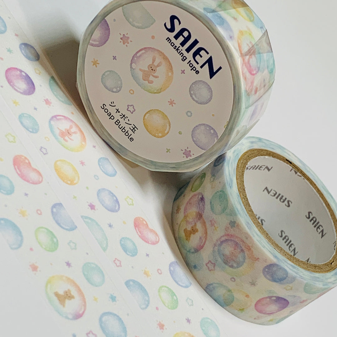 RAINBOW FLOATING SOAP BUBBLES Saien Masking Washi Tape ~ 1 Roll ~ 20mm x 7m (23 Feet)