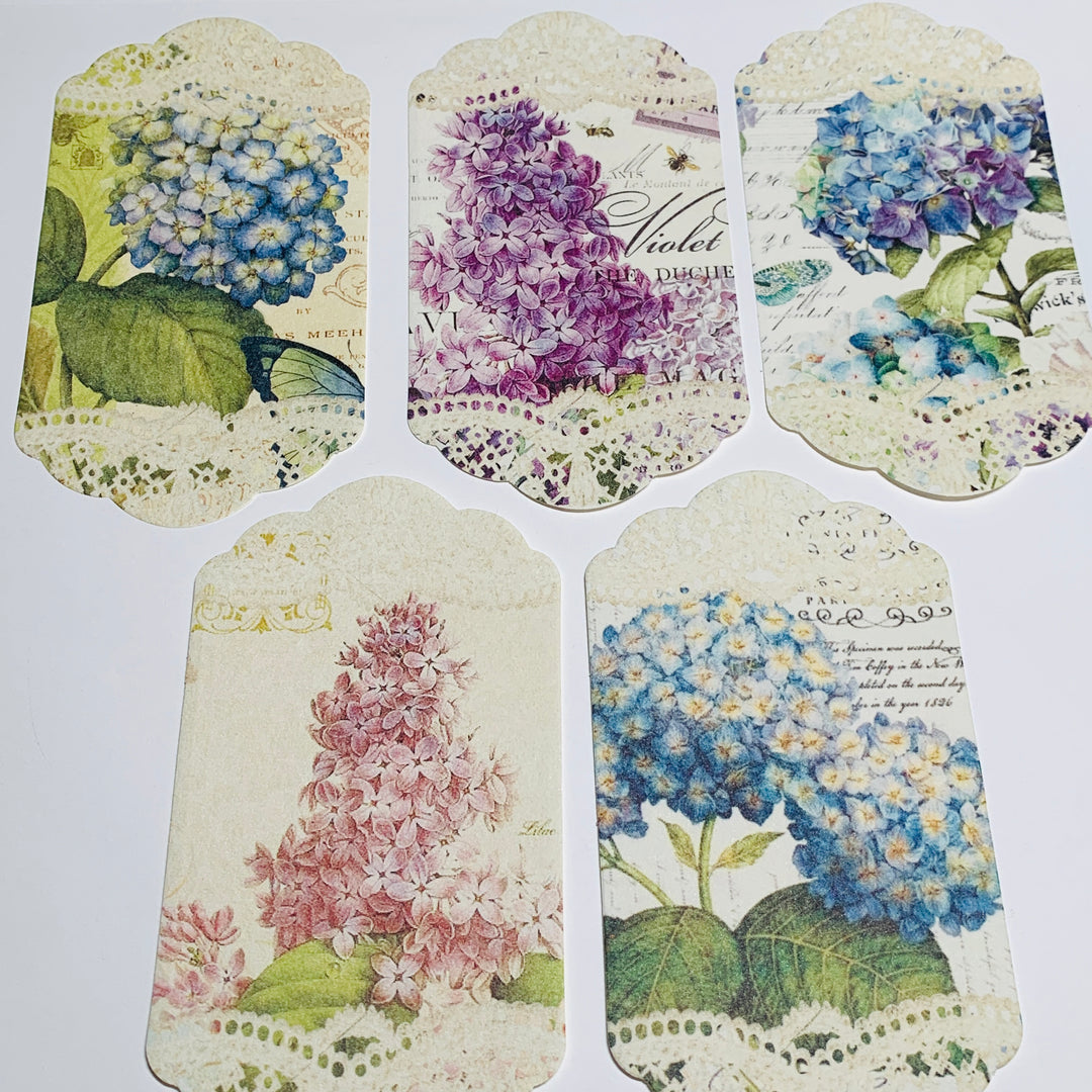 HYDRANGEAS HYACINTHS & LILACS Paper Lace Ephemera Pack ~ 45 Sheets ~ Size 2.5 x 4.25 Inches