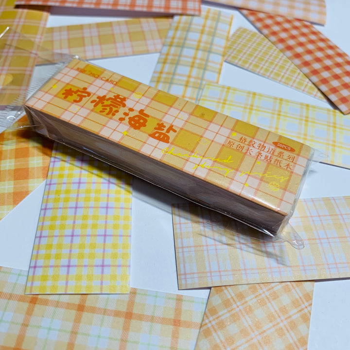 YELLOW SHADES Of PLAID Washi Tape Sticker Sheets ~ 50 Sticker Strips ~ 1 x 3 Inches