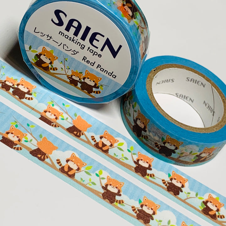 RED PANDA DANCING In TREES Saien Masking Washi Tape ~ 1 Roll ~ 15mm x 10m (33 Feet)