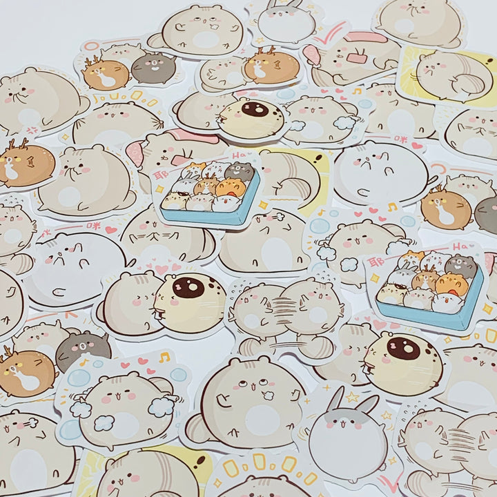 PLUMP MICE STUFFED Like Sardines Peelable Stickers ~ 45 Pieces ~ 40mm Each