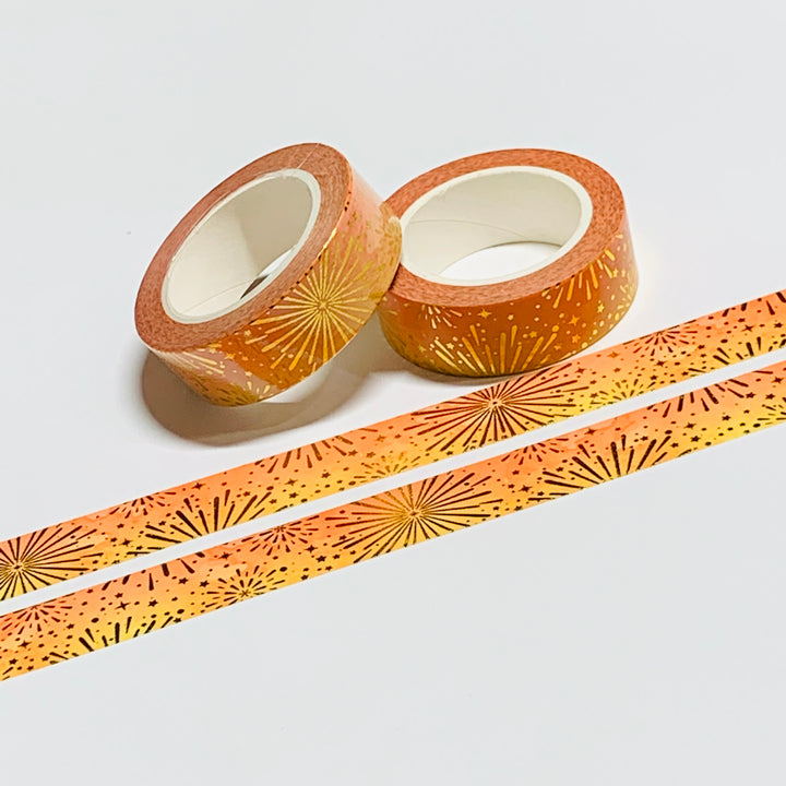 SPARKLING GOLD SUN RAYS Foil Washi Tape ~ 1 Roll ~ 15mm x 10m (33 Feet)