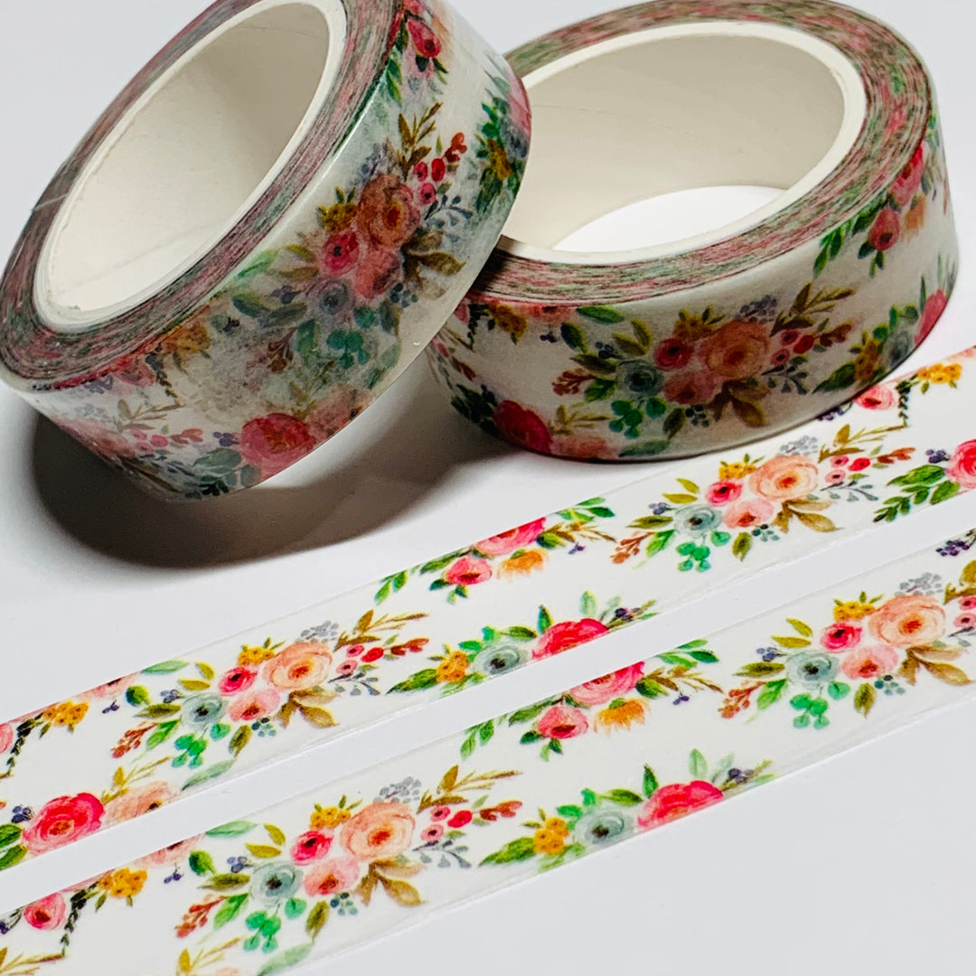 SPRING ROSES CENTERPIECE Washi Tape ~ 1 Roll ~ 15mm x 10m (33 Feet)